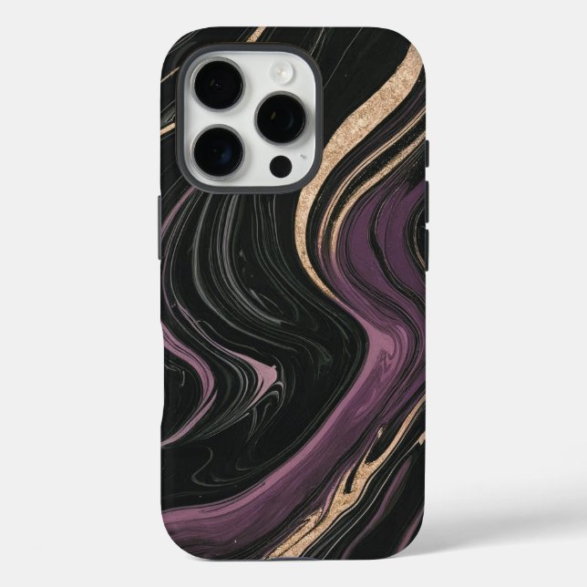 Witterungsfluss | Dunkle Marmorverkleidung und gol Case-Mate iPhone Hülle (Rückseite)