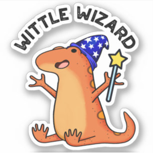 Wittle Wizard Funny Lizard Pun Aufkleber