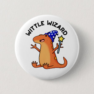 Wittle Wizard Funny Lizard Pun Button