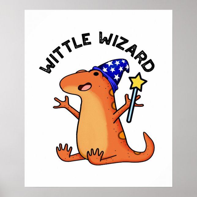 Wittle Wizard Funny Lizard Pun Poster (Vorne)