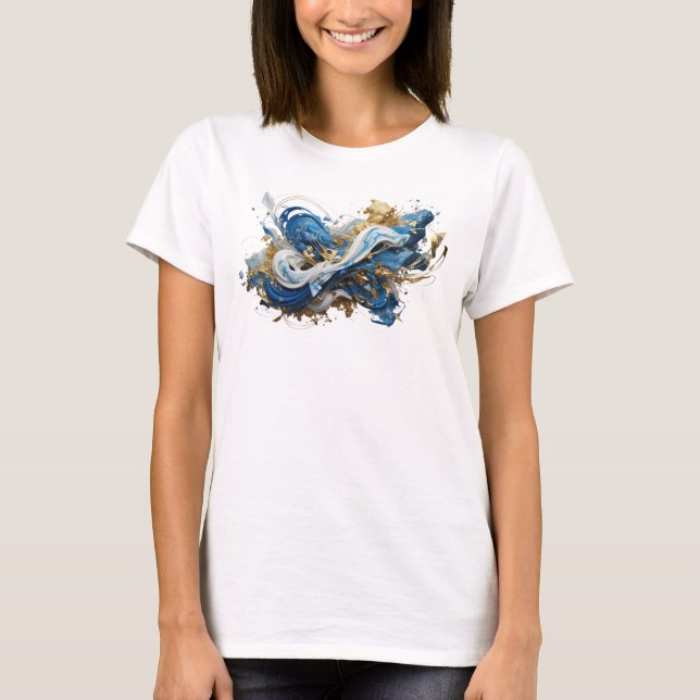 Witty Blue ABSTRACT ART Statement T-Shirt (Vorderseite)