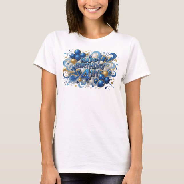 Witty Blue HAPPY BIRTHDAY 4TH T-Shirt (Vorderseite)