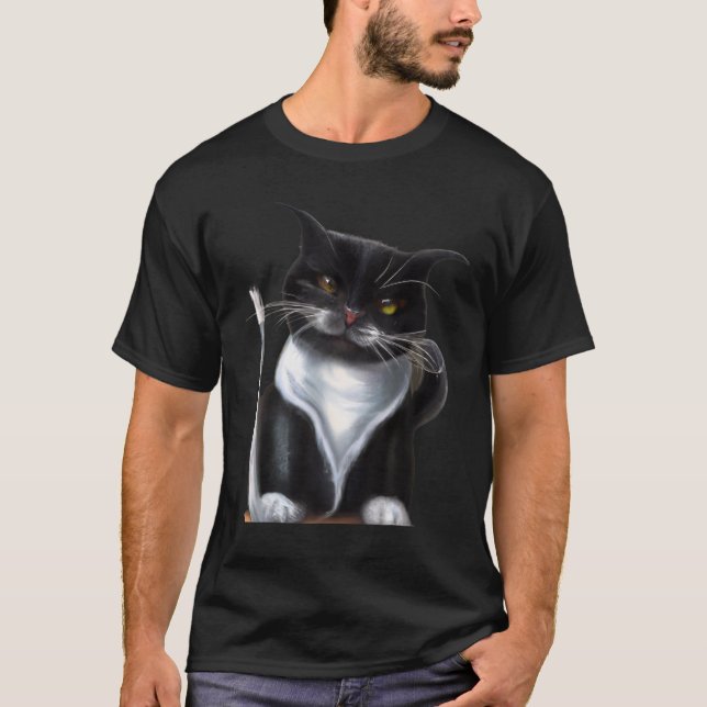 Witty Cat Artwork meow kitty Portrait niedliches K T-Shirt (Vorderseite)