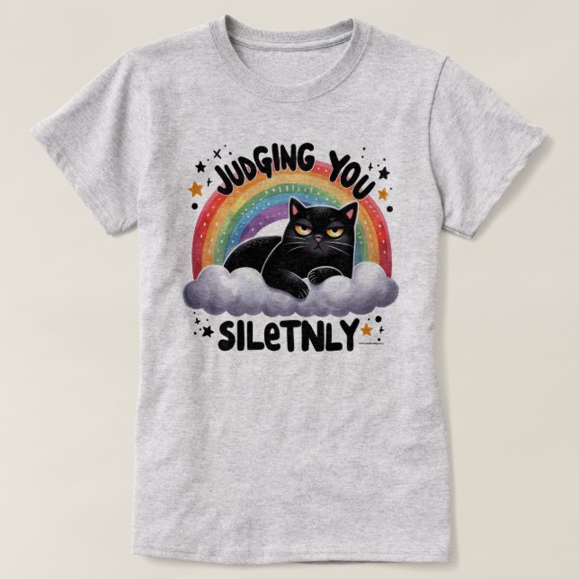 Witty Cat Graphic T-Shirt - Stille Beurteilung (Design vorne)