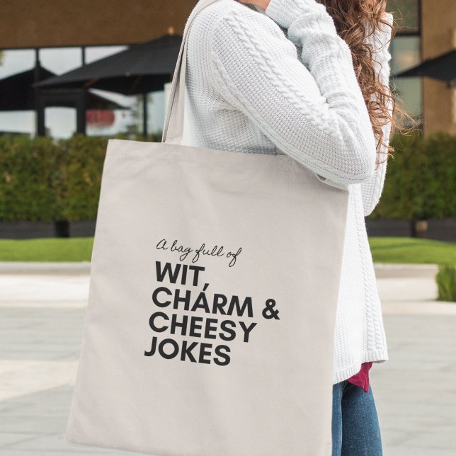 Witty Charm Spaß Cheesy Jokes Funny Cooles Geschen Tragetasche (Shop now and add a touch of humor to your everyday adventures!)