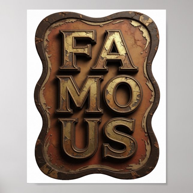Witty Gold BERÜHMT Grafikdesign Poster (Vorne)