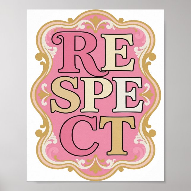Witty Gold RESPEKT Text Design Poster (Vorne)