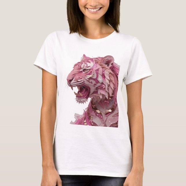 Witty Gold ROSA TIGER Fettes Design T-Shirt (Vorderseite)