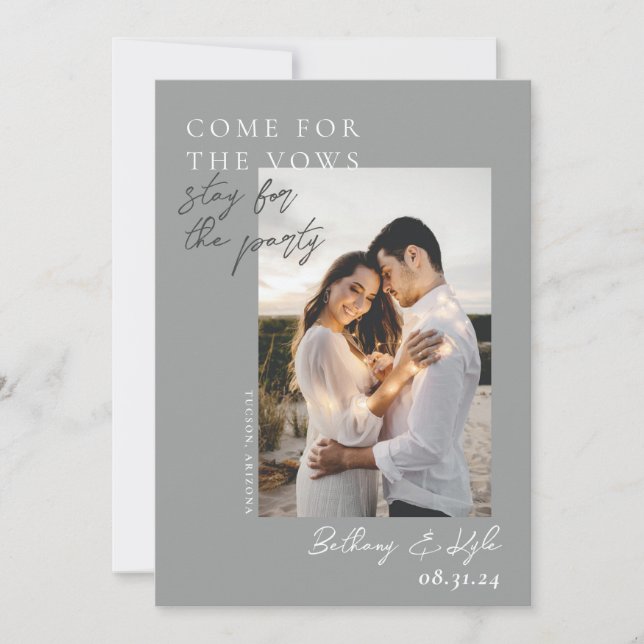 Witty Gray Foto Save the Date Einladung (Vorderseite)