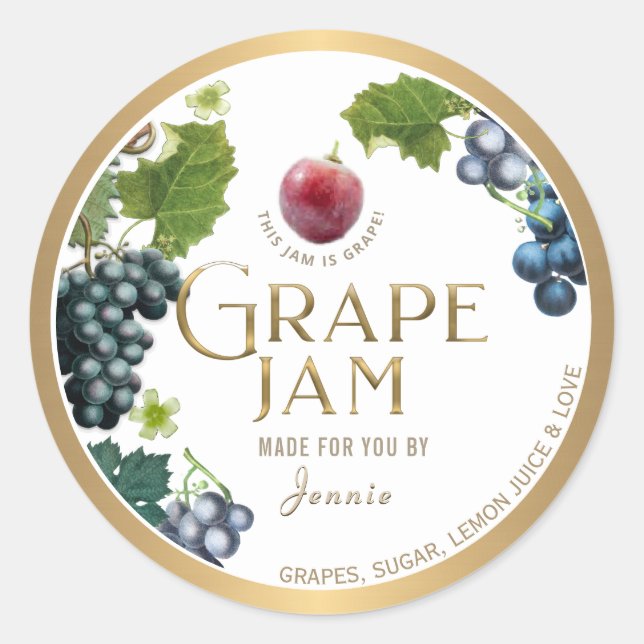 Witty Logo Design Elegant Grape Jelly Runder Aufkleber (Vorderseite)