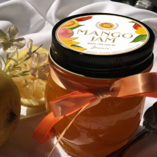 Witty Logo Design Elegant Mango Jam Preserve Runder Aufkleber