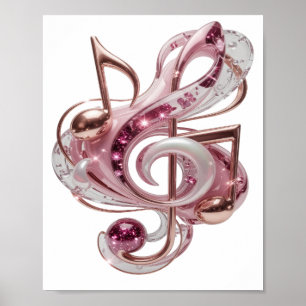 Witty Pink PINK MUSIKNOTEN Design Poster