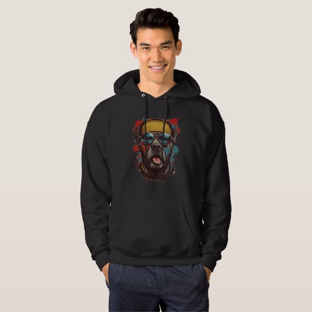 Witty Retro Dog: Ihr spielerischer Begleiter Hoodie (Vorne ganz)