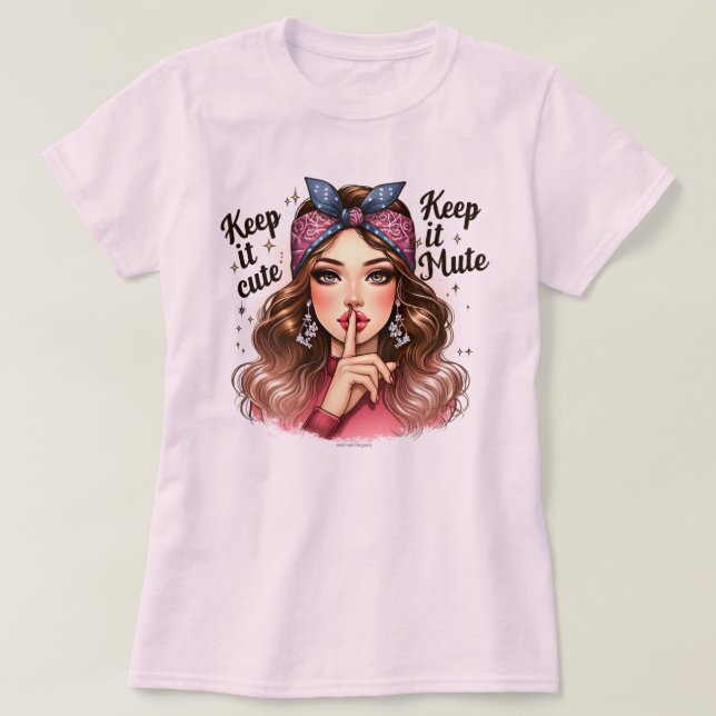 Witty Retro Girl T - Shirt - Niedlich und Mute Beh (Design vorne)