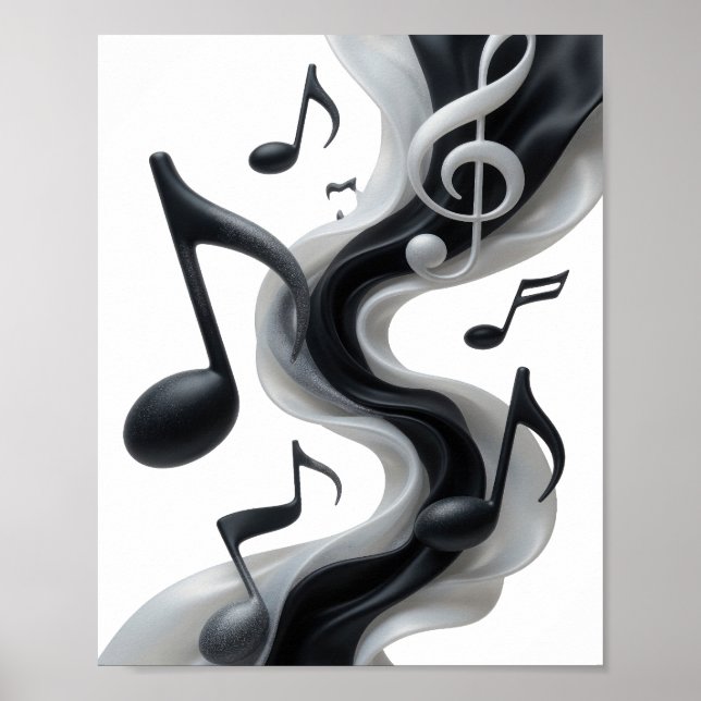 Witty Silver MUSIC IN MOTION Text Design Poster (Vorne)
