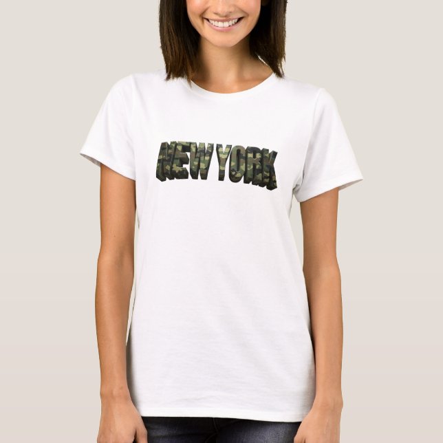 Witty Yellow NEW YORK 3D Text Kunst T-Shirt (Vorderseite)