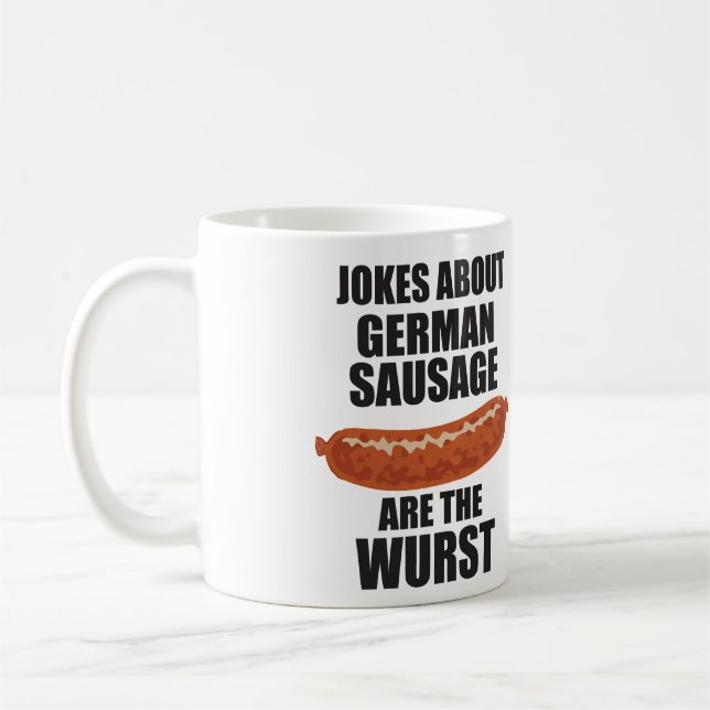Witze über deutsche Wurst sind der Wurst Kaffeetasse (Links)