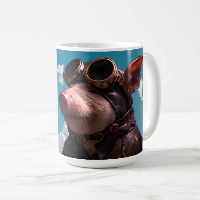 Witzig beim Fliegen von Schweinen Kaffeetasse (VorderseiteRechts)