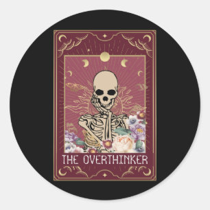 Witzig Die Overthinker Tarot Card Skeleton Hexe Ae Runder Aufkleber