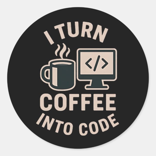 Witzig ich mache Kaffee in Code Runder Aufkleber (Vorderseite)