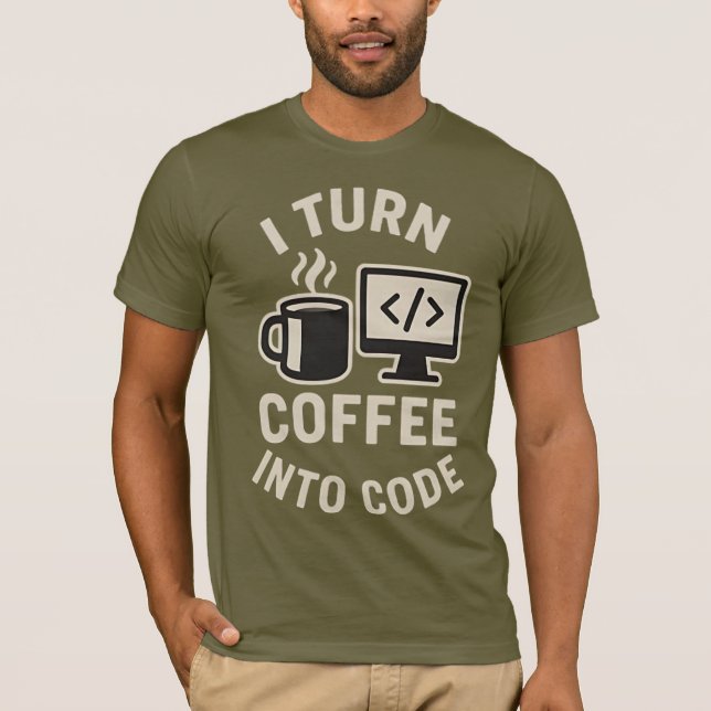 Witzig ich mache Kaffee in Code T-Shirt (Vorderseite)