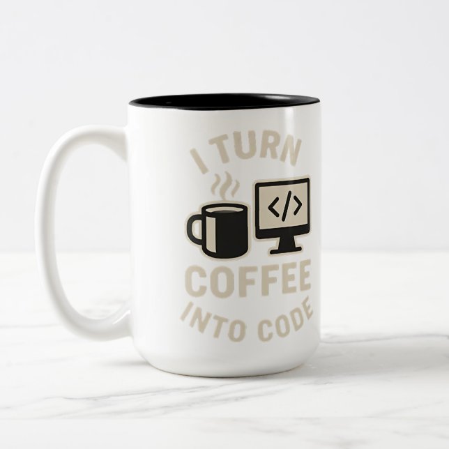 Witzig ich mache Kaffee in Code Zweifarbige Tasse (Links)