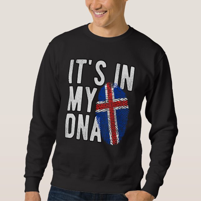 Witzig ist es in meiner DNA-Island-Flagge Fingerpr Sweatshirt (Vorderseite)