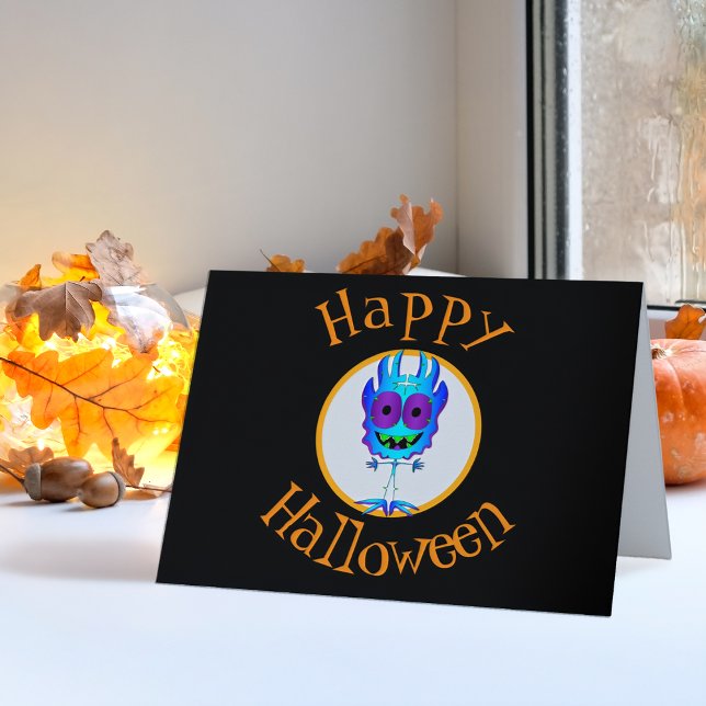 Witzig, Monster, Halloween Karte (Ok, here is a totally excellent cartoon monster Happy Halloween greeting card!)