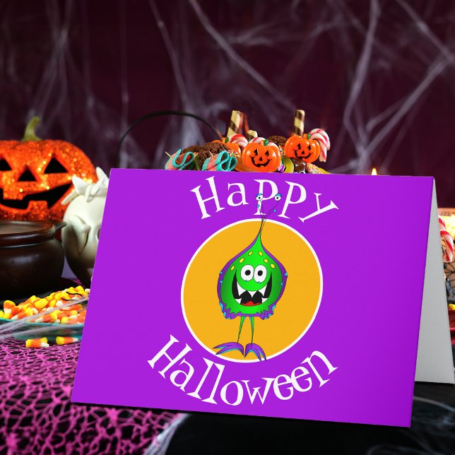 Witzig, Monster, Halloween Karte (Take a look at this very cool cartoon monster Halloween greeting card!)
