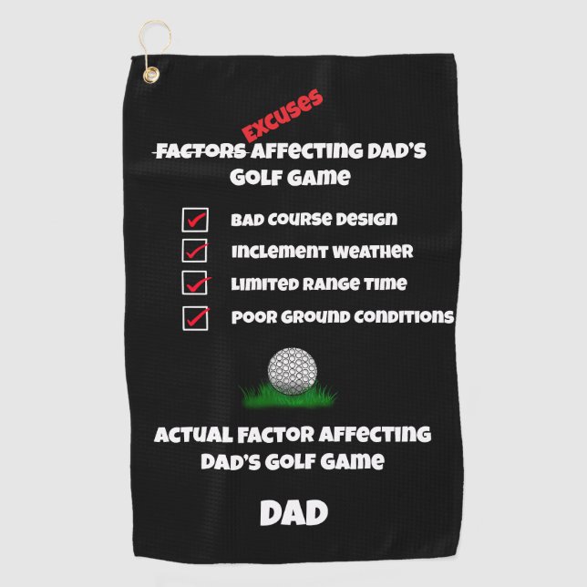 Witzige Ausreden klassisches Schwarz und Weiß Golfhandtuch (Vorderseite)