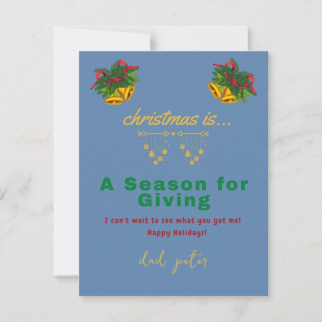 witzige blaue Handschrift Weihnachtskarte Feiertagskarte (Vorderseite)