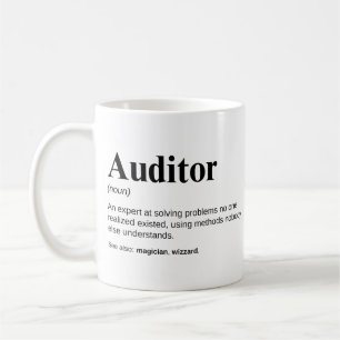 Witzige Definition der Arbeit eines Prüfers Kaffeetasse