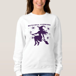 Witzige Denkzauberhexe auf Broom Halloween Sweatshirt