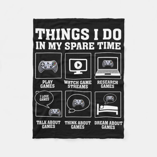Witzige Gamer-Dinge, die ich in meiner Freizeit sp Fleecedecke (Vorderseite)