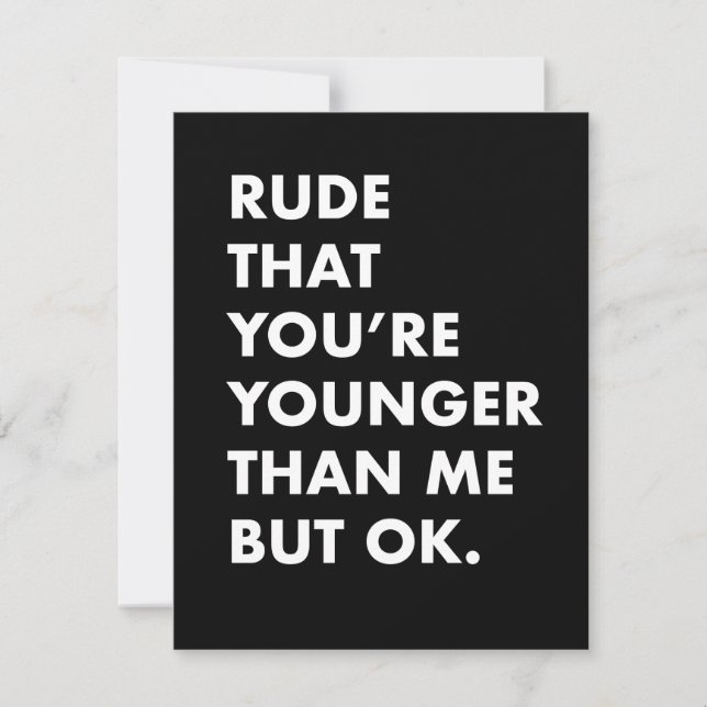 Witzige Geburtstagskarte - jünger als meine Karte (Vorderseite)