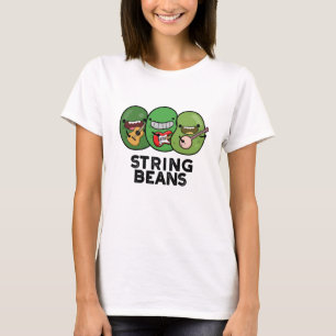 Witzige Grüne Bohnen mit Saiteninstrumenten T-Shirt