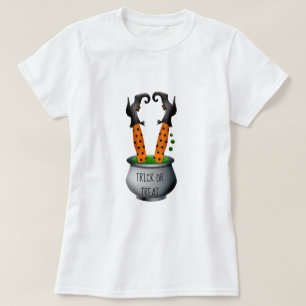 Witzige Hexe im Cauldron Halloween Thema T-Shirt