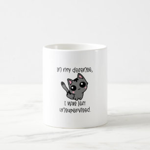 Witzige Katze in meiner Verteidigung wurde ich unb Kaffeetasse