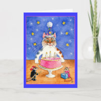 Witzige Katze und Maus zum Geburtstag