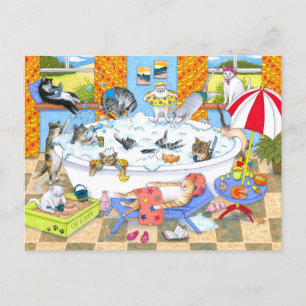 Witzige Katzen im Bad 601 Postkarte