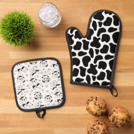 Witzige Kuhdrucke und Alberne Bullen Ofenhandschuh & Topflappen-Set