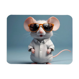 Witzige Maus mit Brille Magnet