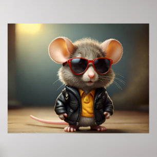 Witzige Maus mit Brille Poster