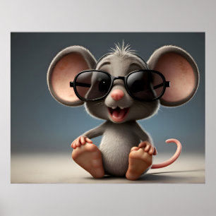 Witzige Maus mit Brille Poster