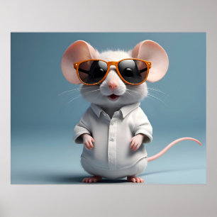 Witzige Maus mit Brille Poster