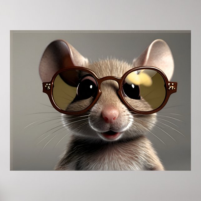 Witzige Maus mit Brille Poster (Vorne)