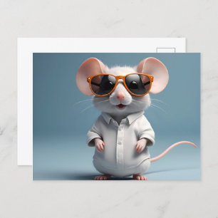 Witzige Maus mit Brille Postkarte