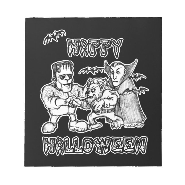 Witzige Monster - glückliches Halloween Notizblock (Vorderseite)