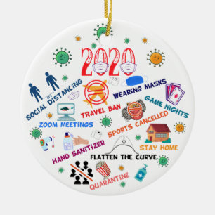 witzige pandemische Weihnachten 2020 Keramik Ornament