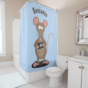 Witzige Ratte mit Kamera-Cartoon-Illustration Duschvorhang